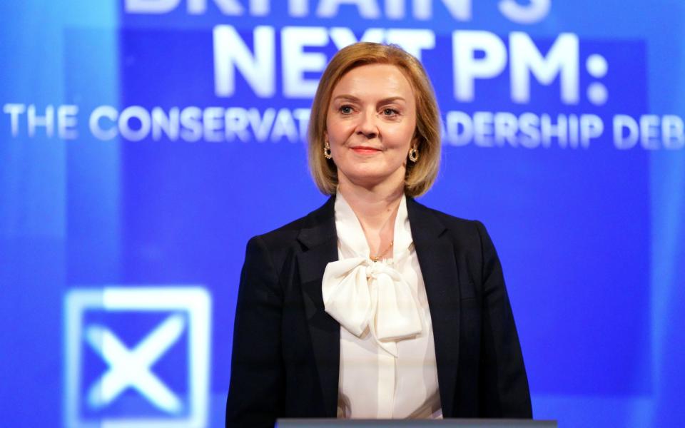 Conservative party leadership contender Liz Truss at Here East studios in Stratford, east London, before the live television debate for the candidates for leadership of the Conservative party, hosted by Channel 4. Picture date: Friday July 15, 2022. PA Photo. See PA story POLITICS Tories. Photo credit should read: Victoria Jones/PA Wire - Victoria Jones/PA Wire