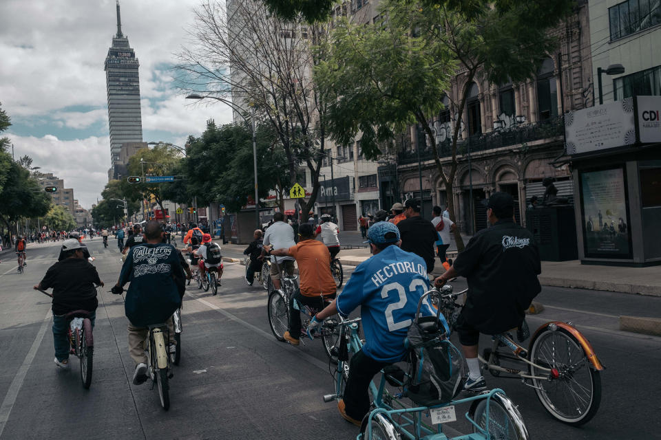 Los Chilangos during a bike ride in downtown Mexico City in 2017