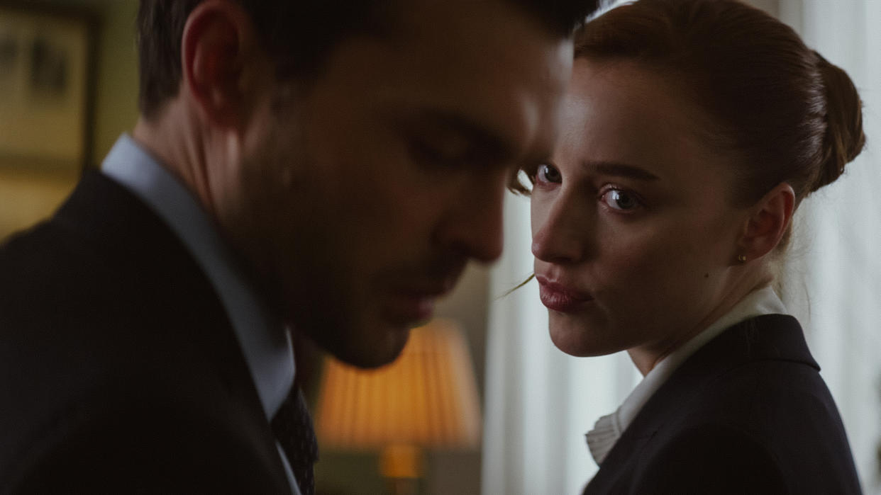 Alden Ehrenreich and Phoebe Dynevor in the financial thriller Fair Play, which scored a $20 million payday at Sundance. (Photo: Courtesy of Sundance Institute)