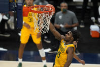 Baylor's Davion Mitchell (45) shoots during the second half of the team's NCAA college basketball game against Illinois, Wednesday, Dec. 2, 2020, in Indianapolis. Baylor won 82-69. (AP Photo/Darron Cummings)