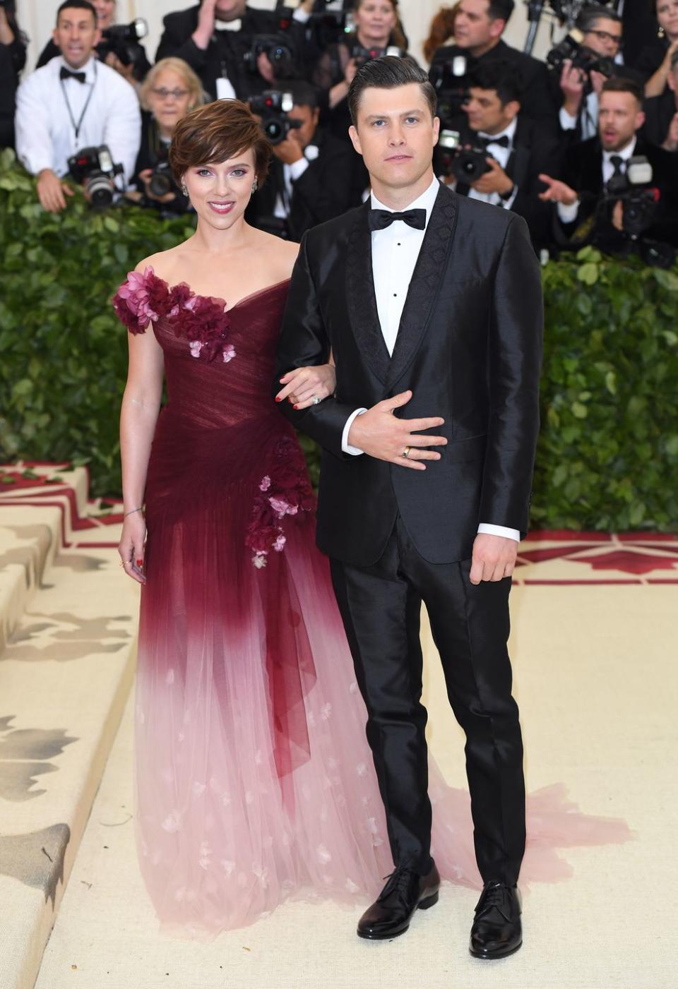 <p>Johansson and Jost attended the Met Gala together in May, a month after their first red-carpet debut. </p><p>The year's event was titled, 'Heavenly Bodies: Fashion and the Catholic Imagination', and the Marriage Story actor offset Jost's crisp tailoring in a floral-appliquéd ombré Marchesa gown, complete with an undulating train that balanced its shoulder-baring top. <br></p>