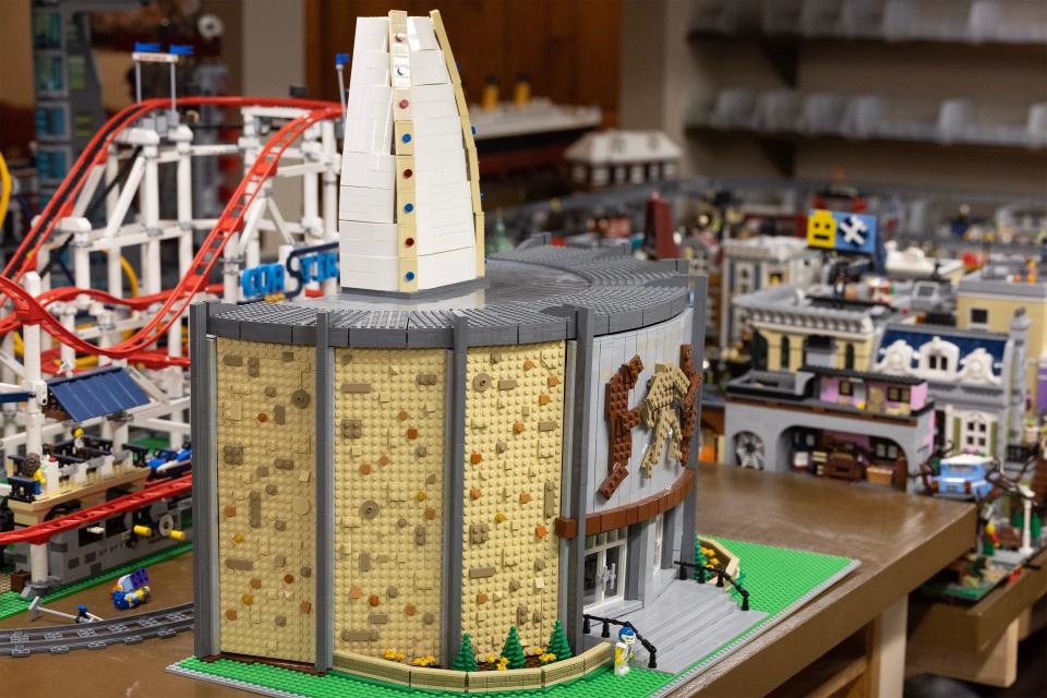 Scott Brown's Lego model of the Pro Football Hall of Fame sits in his basement in Plain Township, where more than 400,000 Lego bricks reside.