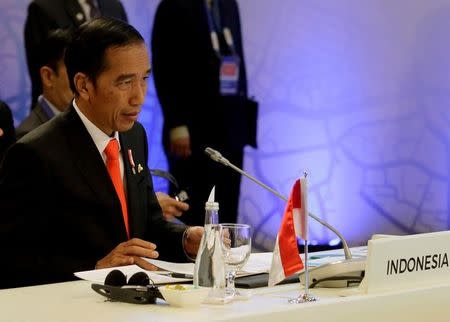 Indonesian President Joko "Jokowi" Widodo speaks during the 10th Indonesia - Malaysia - Thailand Growth Triangle (IMT-GT) Summit as part of the 30th Association of Southeast Asian Nations (ASEAN) summit in metropolitan Manila, Philippines April 29, 2017. REUTERS/Aaron Favila/Pool