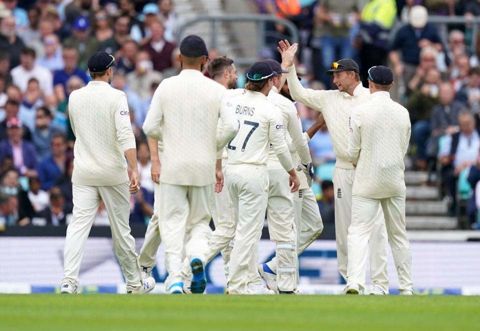 England celebrate the wicket of Ravindra Jadeja (Adam Davy/PA) (PA Wire)