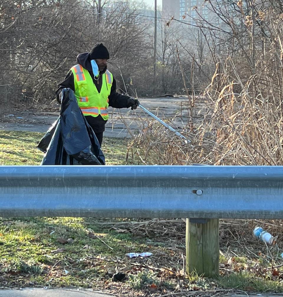 Litter clean-up in Camp Washington on March 16, 2022.
