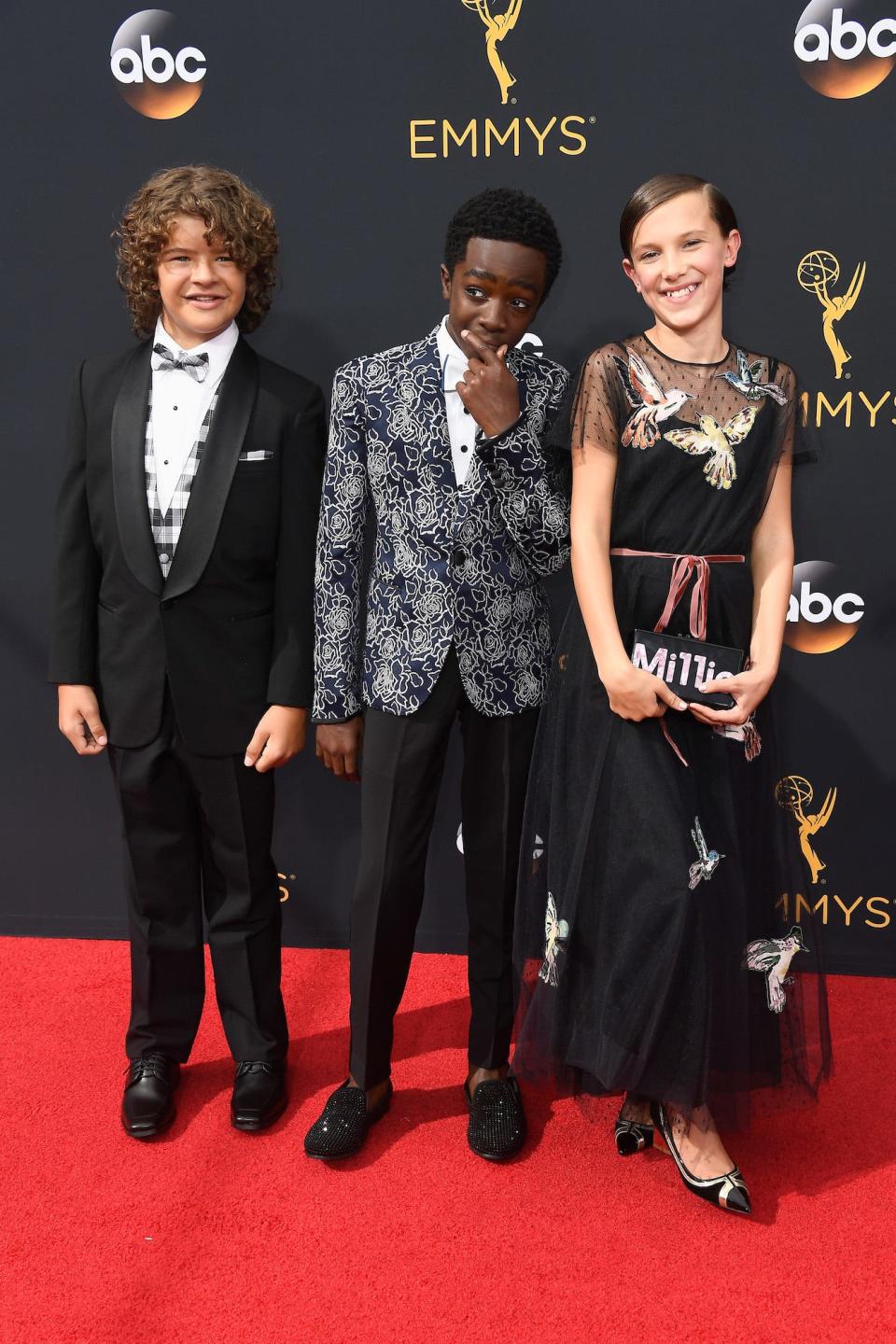 Gaten Matarazzo, Caleb McLaughlin, and Millie Bobby Brown at the Emmy's on September 18, 2016.