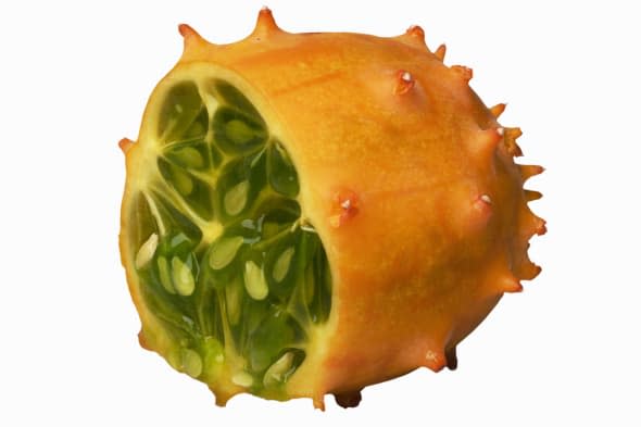 Close-up of half a kiwano