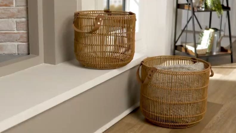 Store your blankets, toys, or plants in these gorgeous baskets.