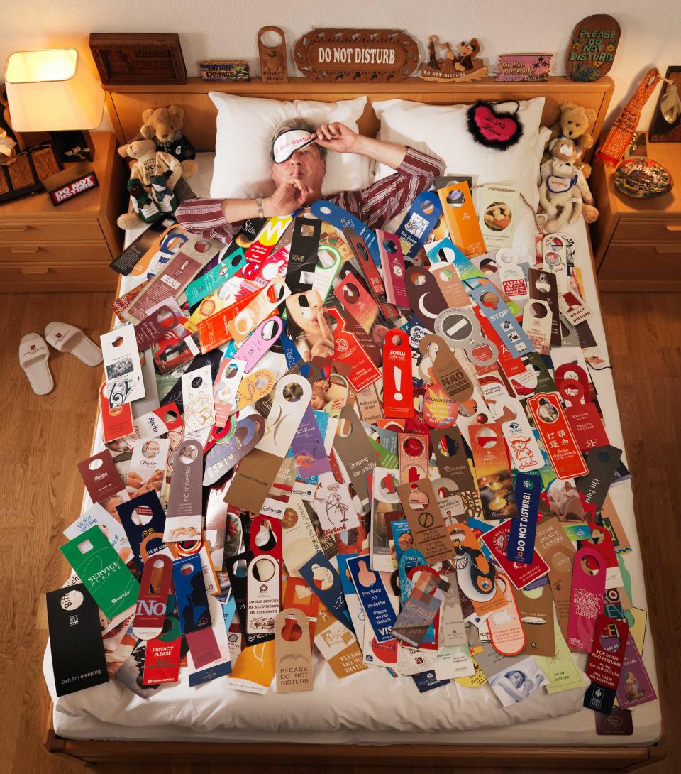 Jean-François Vernetti (Switzerland) has collected 11,111 different 'Do Not Disturb' signs from hotels in 189 countries across the world since 1985.