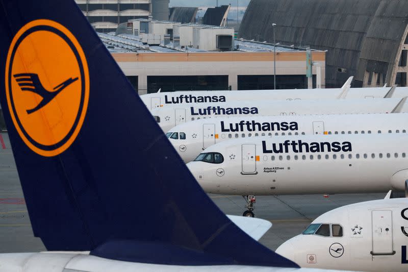 FILE PHOTO: Lufthansa planes at Frankfurt airport