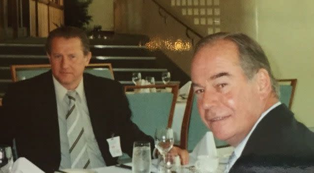 Victorian Liberal MP Russell Broadbent (right) and Tony Madafferi (left) at Parliament House in 2005. Source: Supplied