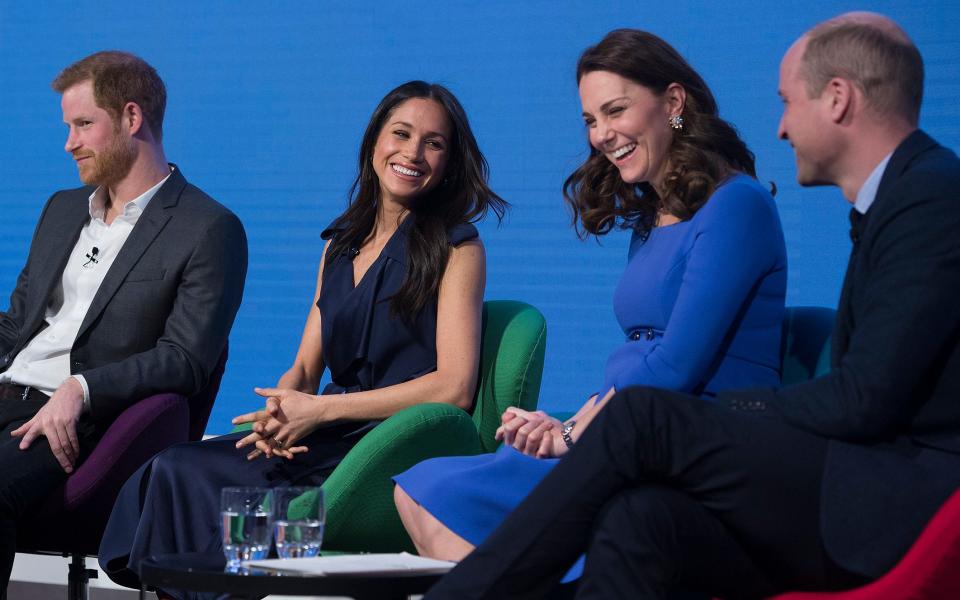 The Duke and Duchess of Cambridge, Prince Harry and Meghan Markle at the first (and last) Royal Foundation Forum - Eddie Mulholland