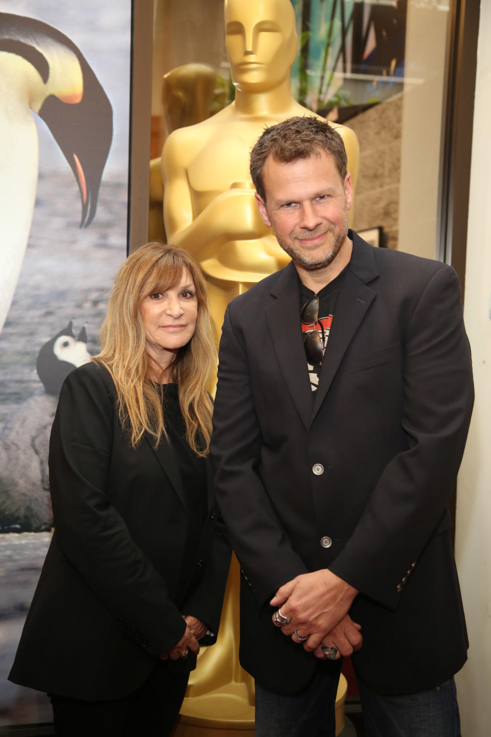 Gloria Pasqua-Casny and Joel Harlow, who are nominated for an Academy Award for Best Makeup and Hairstyling for "The Lone Range," attend the 86th Annual Academy Awards: Makeup and Hairstyling reception on Saturday, March 1, 2014, in Beverly Hills, Calif. (Photo by Annie I. Bang /Invision/AP)