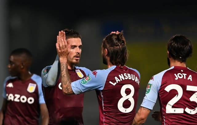 Jack Grealish celebrates putting Aston Villa in front late on