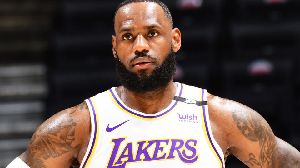 After the Lakers' sixth loss in their last seven NBA games, LeBron James criticised the league's newly introduced play-in tournament. (Photo by Adam Pantozzi/NBAE via Getty Images)