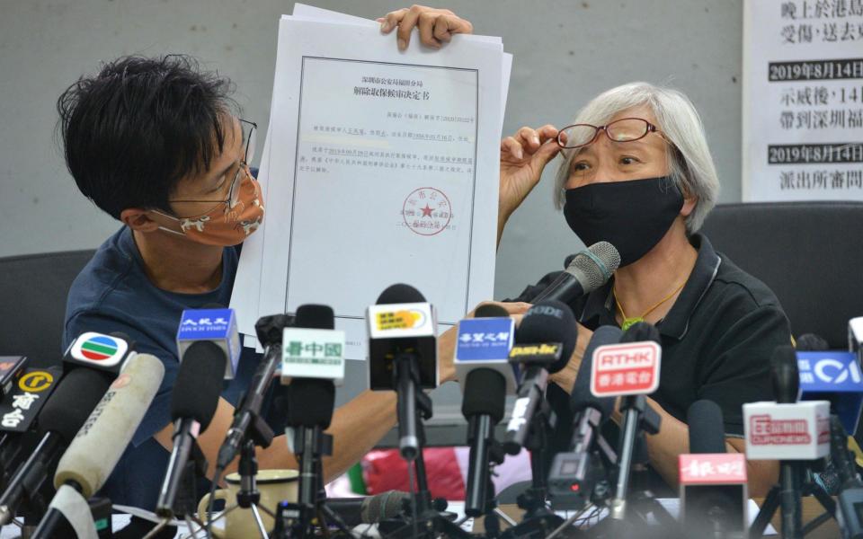 Alexandra Wong at the press conference - PETER PARKS/AFP via Getty Images