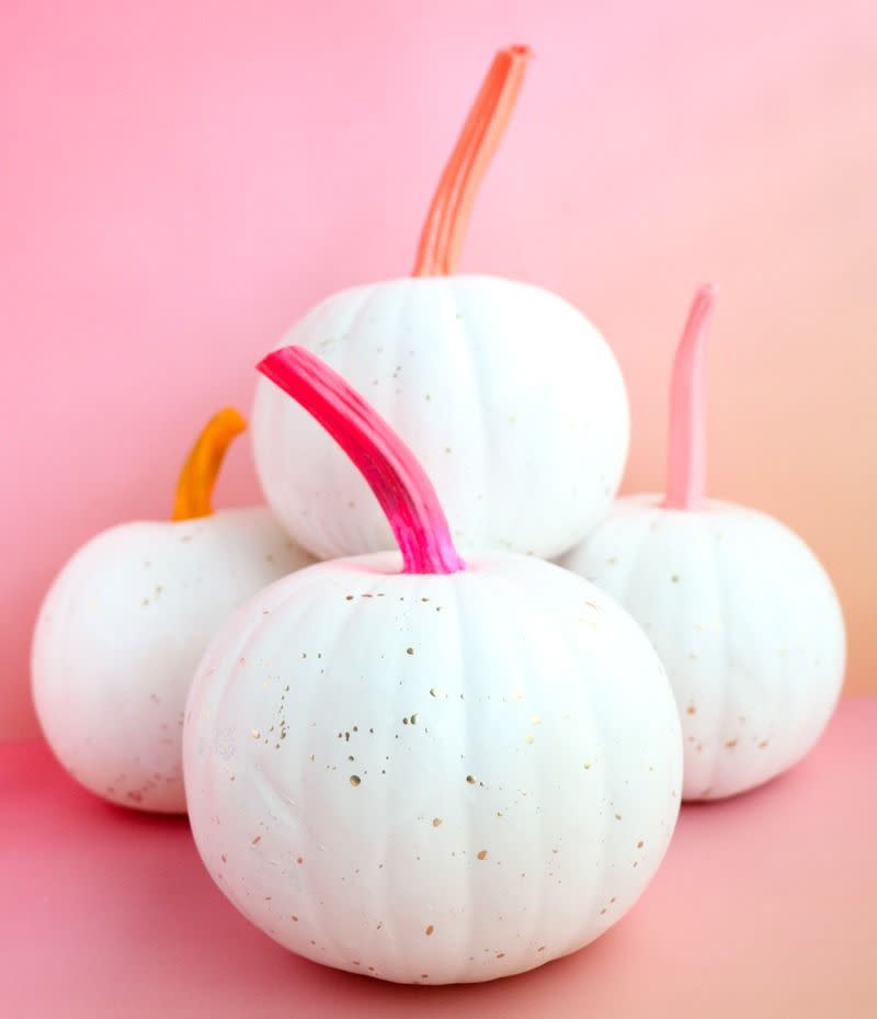 <p>Just make sure the kids grab pumpkins with a long stem so you can paint them bright neon colors when you get home.</p><p>Get the <strong><a href="https://akailochiclife.com/2018/10/diy-neon-stem-pumpkins.html" rel="nofollow noopener" target="_blank" data-ylk="slk:DIY Neon Stem Pumpkins tutorial" class="link ">DIY Neon Stem Pumpkins tutorial</a></strong> at A Kailo Chic Life.</p>