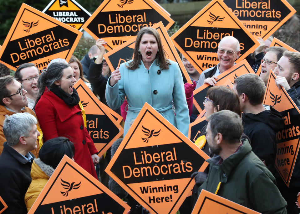 Liberal Democrat Leader Jo Swinson meets supports during a visit to Sheffield, while on the General Election campaign.