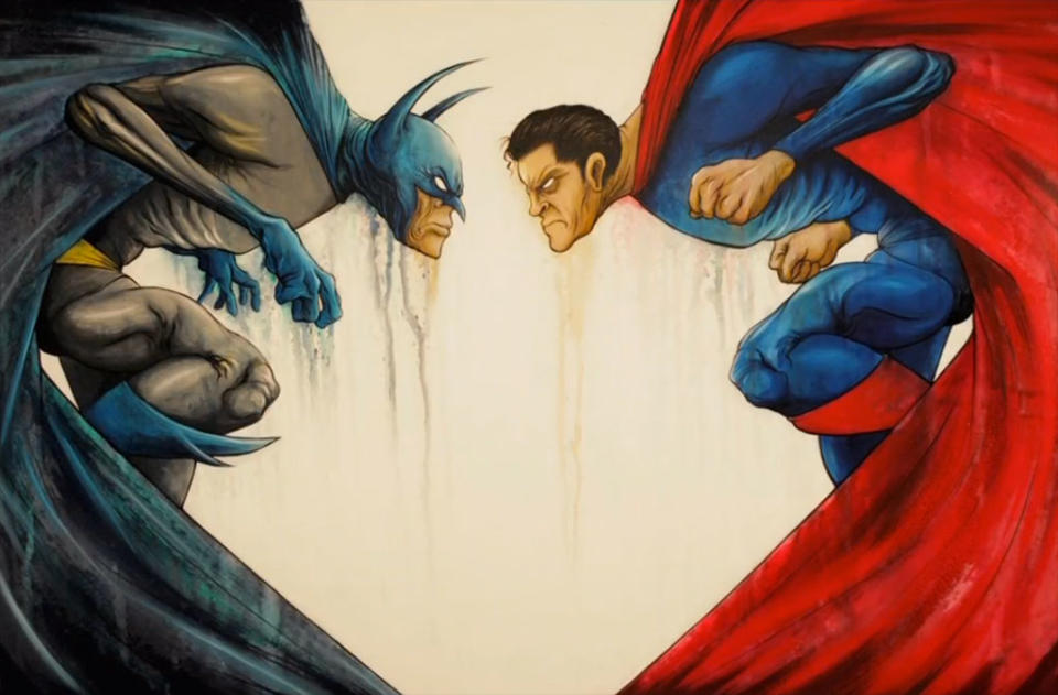 "Batman vs. Superman" art by Alex Pardee