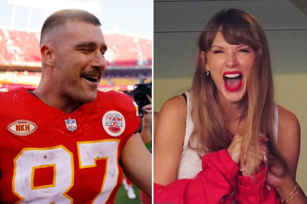 NFL Fans, Swifties Debate Video Of Travis Kelce Looking Up