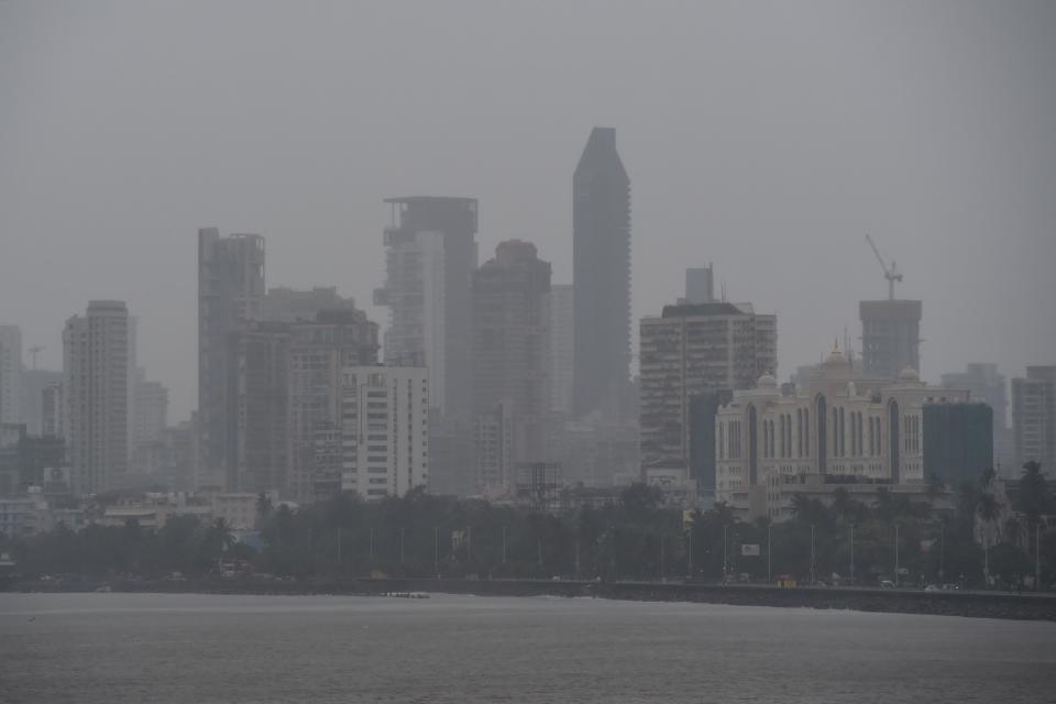 General view of Mumbai on June 3, 2020 as cyclone Nisarga barrels towards India's western coast. (Photo by PUNIT PARANJPE/AFP via Getty Images)