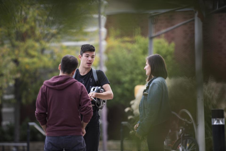 Adam Goldberg and Angelina Chapin try to&nbsp;persuade Steven Griffin to sign up&nbsp;for an interview.