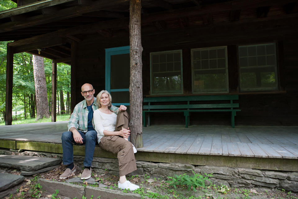 Mature couple at cabin