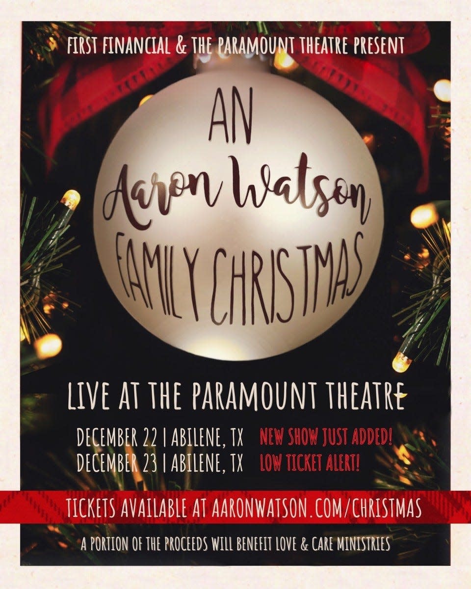 Aaron Watson returns to the local stage for his first Christmas show at the Paramount Theatre. It has been extended to two nights.