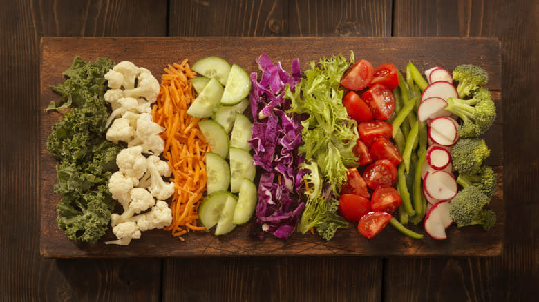 Fresh veggies on cutting board