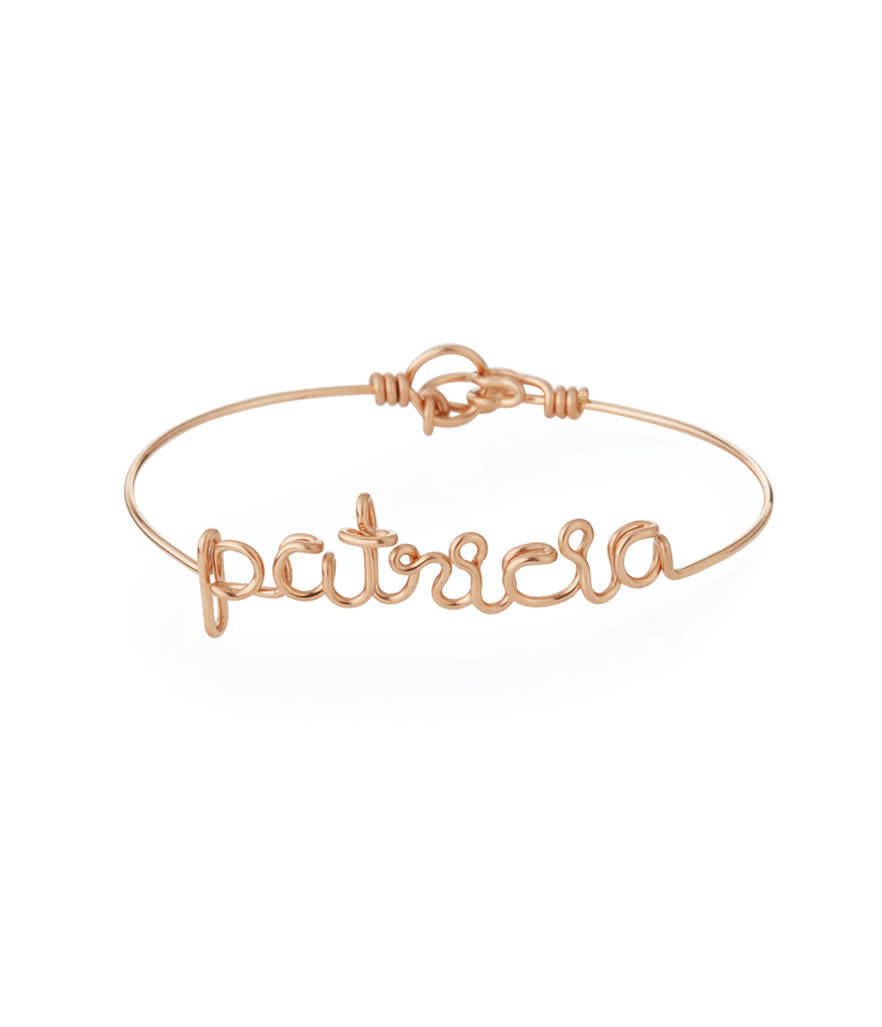 Atelier Paulin Personalized 10-Letter Wire Bracelet, Rose Gold Fill (Photo: Neiman Marcus)