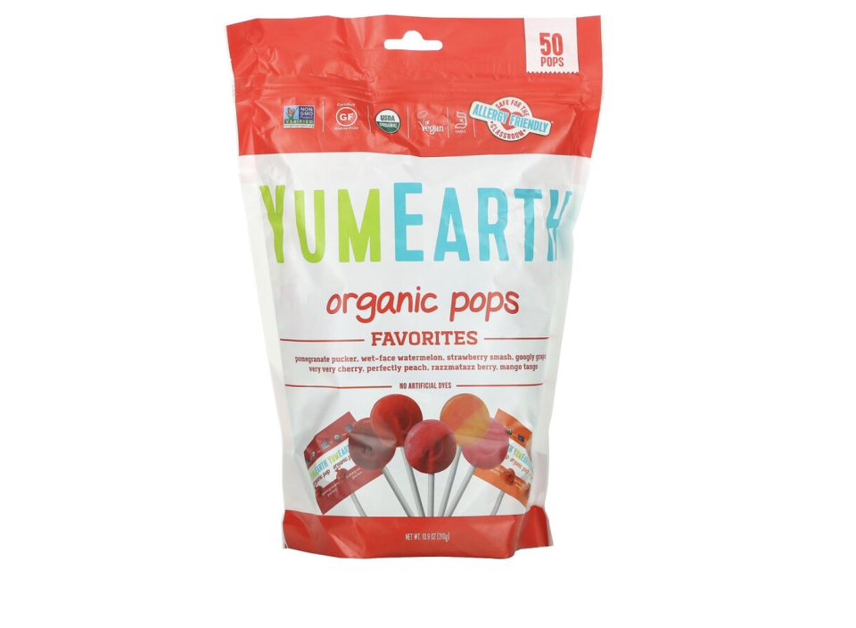 YumEarth, Organic Pops, Favorites, 50 Pops. (PHOTO: iHerb Singapore)