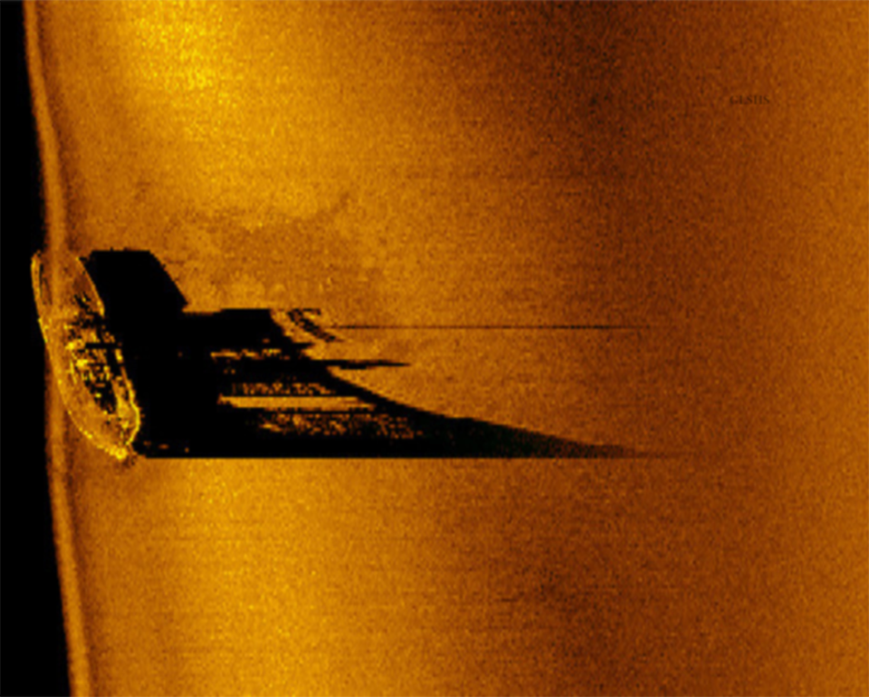 A sonar image of the Satellite shipwreck.