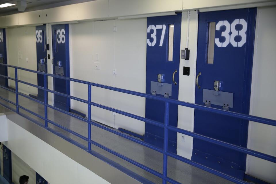 Numbered doors in a solitary wing at New York’s Rikers Island. <a href="https://newsroom.ap.org/detail/TransgenderInmateDeath/93adebf09e954202a52a3aa17f9e9032/photo?Query=solitary%20confinement&mediaType=photo&sortBy=arrivaldatetime:desc&dateRange=Anytime&totalCount=386&currentItemNo=46" rel="nofollow noopener" target="_blank" data-ylk="slk:AP Photo/Seth Wenig;elm:context_link;itc:0;sec:content-canvas" class="link ">AP Photo/Seth Wenig</a>