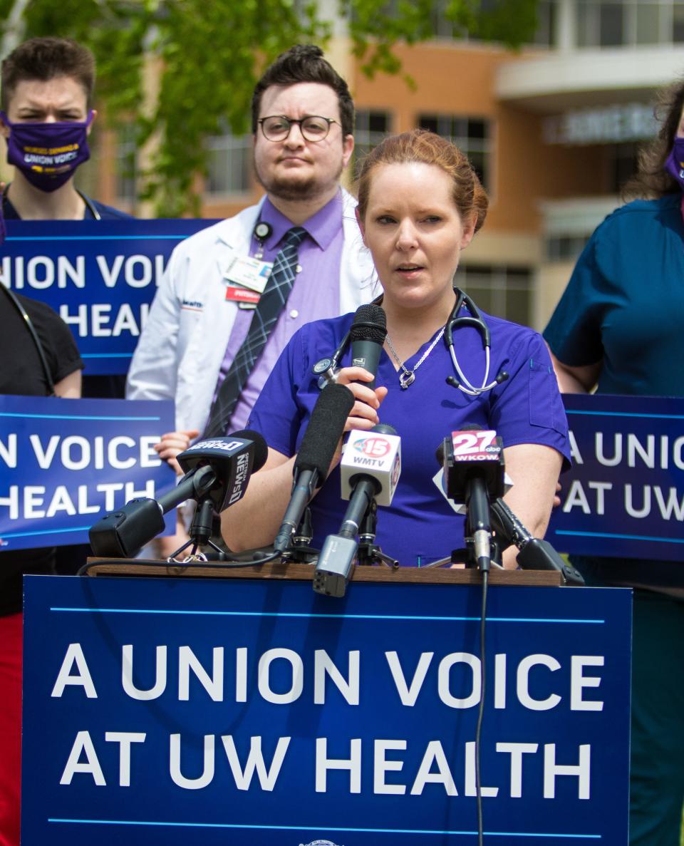 Tami Burns wasn't hired to be a float nurse but that's what has happened at UW Health because of staffing shortages. She's part of a call from nurses to form a union.