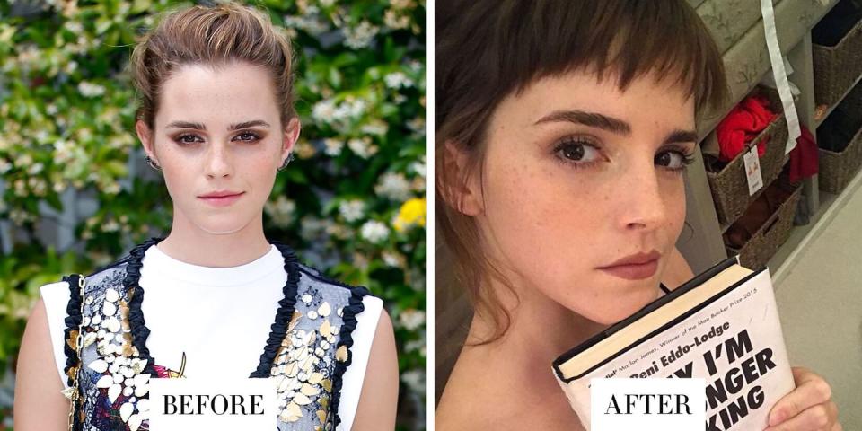 <p><strong>When: </strong>January 5, 2018</p><p><strong>What: </strong>Short, Choppy Bangs</p><p><strong>Why we love it:</strong> Emma Watson isn't afraid to experiment with her hair. Remember that pixie cut? The actress and humanitarian quietly debuted short, choppy bangs in an Instagram post in which she shared her latest book club recommendation. Watson now has bangs, beauty-and brains.</p>
