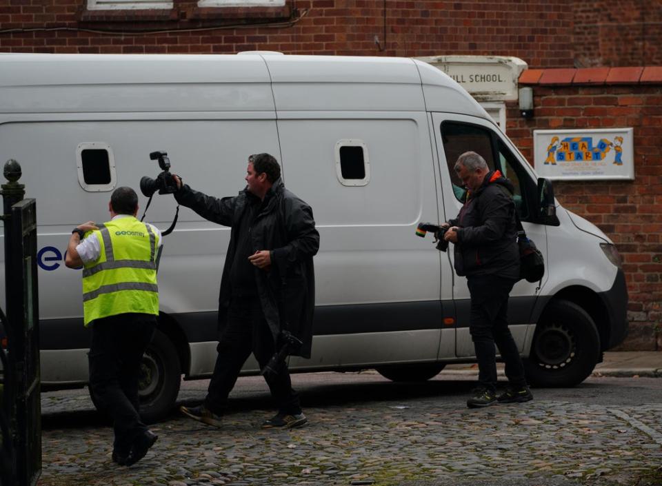 A prison van arriving at Chester Crown Court during an earlier hearing in the Mendy case (PA) (PA Wire)