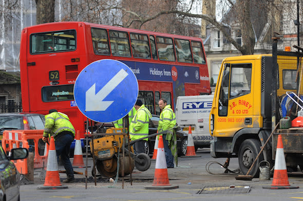 STOCK Road works in Belgravia, London. Date; Saturday 14th February 2009. Photo credit should read: Fiona Hanson/PA Wire  