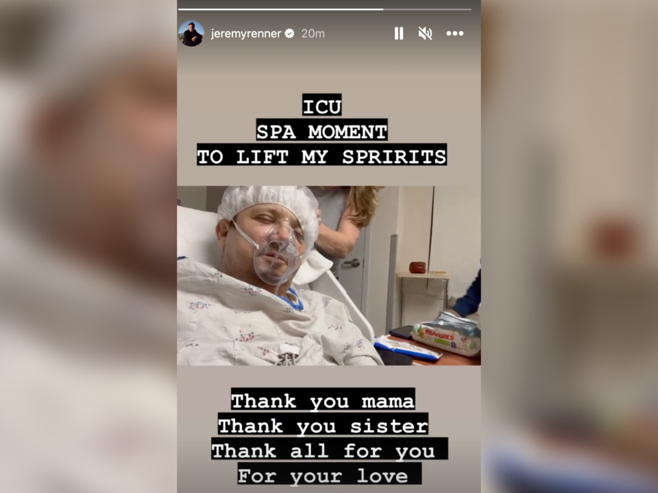 Jeremy Renner in ICU (Jeremy Renner/ Instagram)