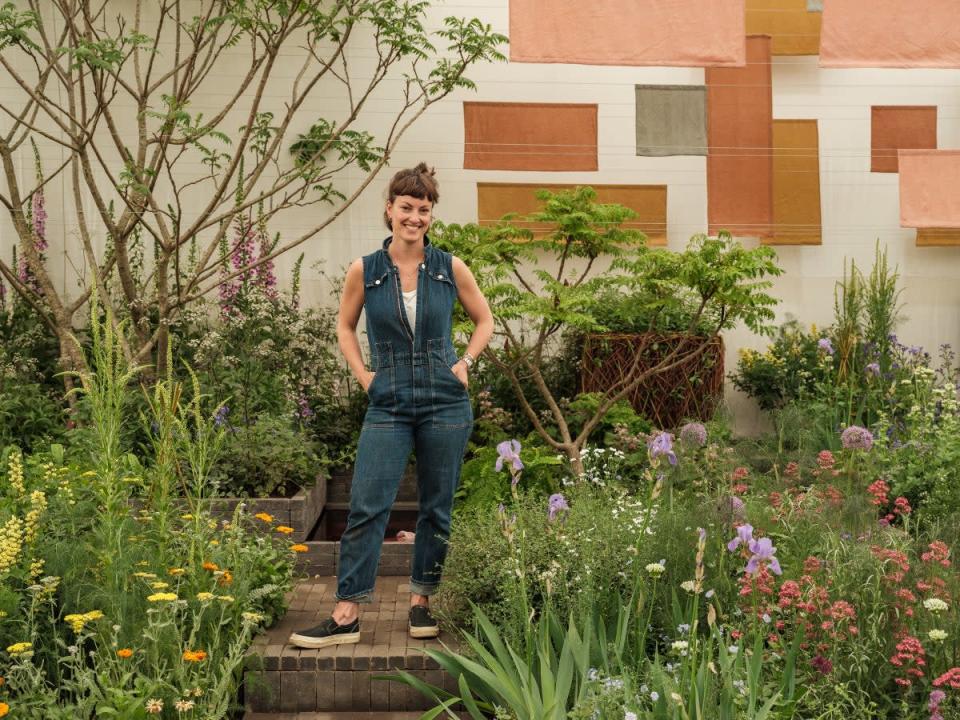 Horticulturalist Lottie Delamain in her garden at Chelsea Flower Show (Dave Watts)