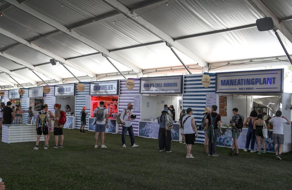 The Indio Central Market is a popular spot for festivalgoers to grab a bite to eat at the Coachella Valley Music and Arts Festival in Indio, Calif., Friday, April 14, 2023. 