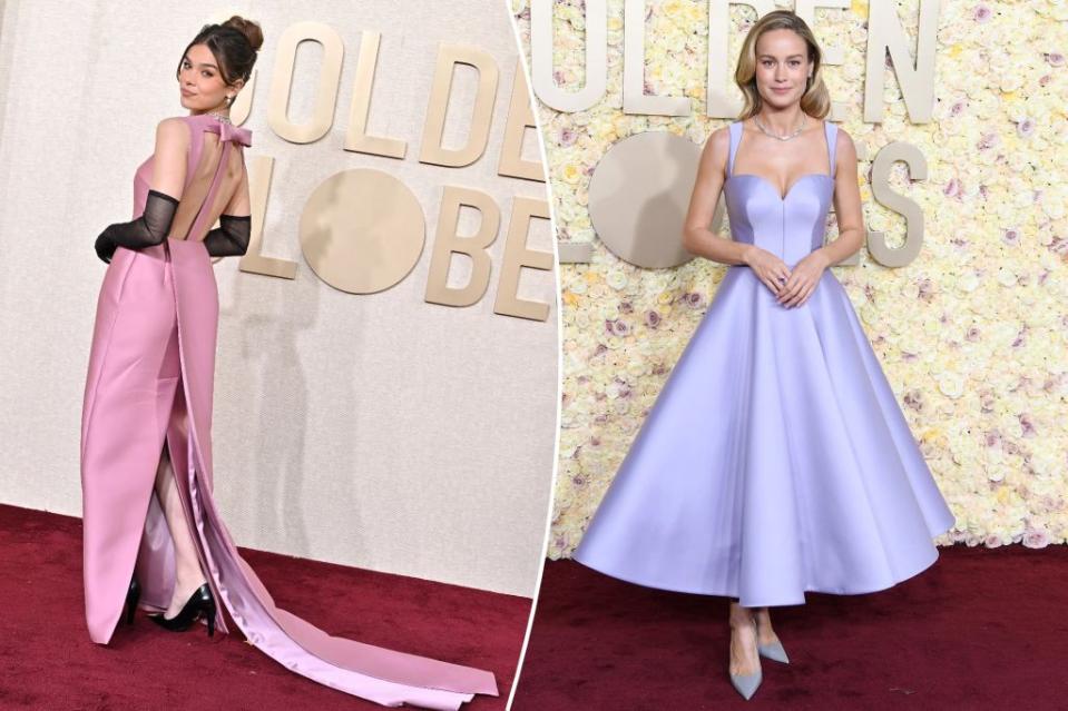 “Spider-Man: Across the Spider-Verse” star Hailee Steinfeld (left) and Academy-Award winning actress Brie Larson (right) top best-dressed lists in Prada at the 2024 Golden Globes. Images: Getty