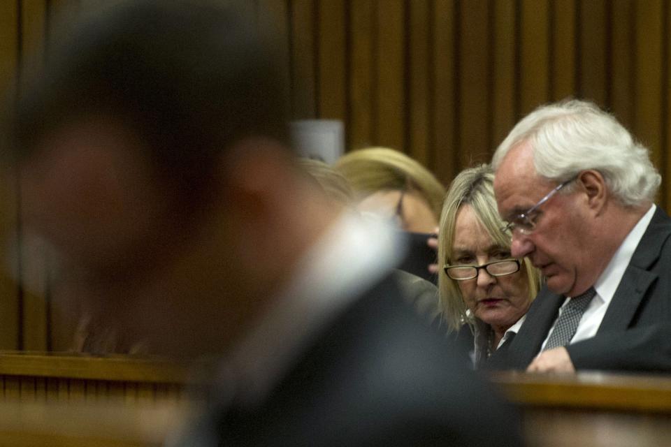 June Steenkamp, mother of Reeva Steenkamp, is seen during the murder trial of Oscar Pistorius at the high court in Pretoria