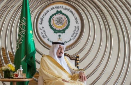 Saudi Arabia's King Salman bin Abdulaziz Al Saud is seen during the 29th Arab Summit in Dhahran, Saudi Arabia April 15, 2018. Bandar Algaloud/Courtesy of Saudi Royal Court/Handout via REUTERS