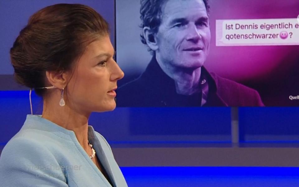 Sahra Wagenknecht diskutierte bei "maischberger. die woche" über vermeintliche falsche Prioritätensetzung innerhalb der deutschen Linken. Auch der Fall Jens Lehmann kam dabei zur Sprache. (Bild: Das Erste)