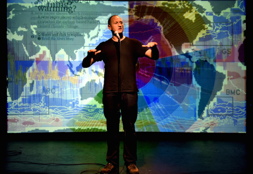 Writer and performer Baba Brinkman's show "Rap Guide to Climate Chaos" uses hip-hop to communicate an urgent call to action against climate change.