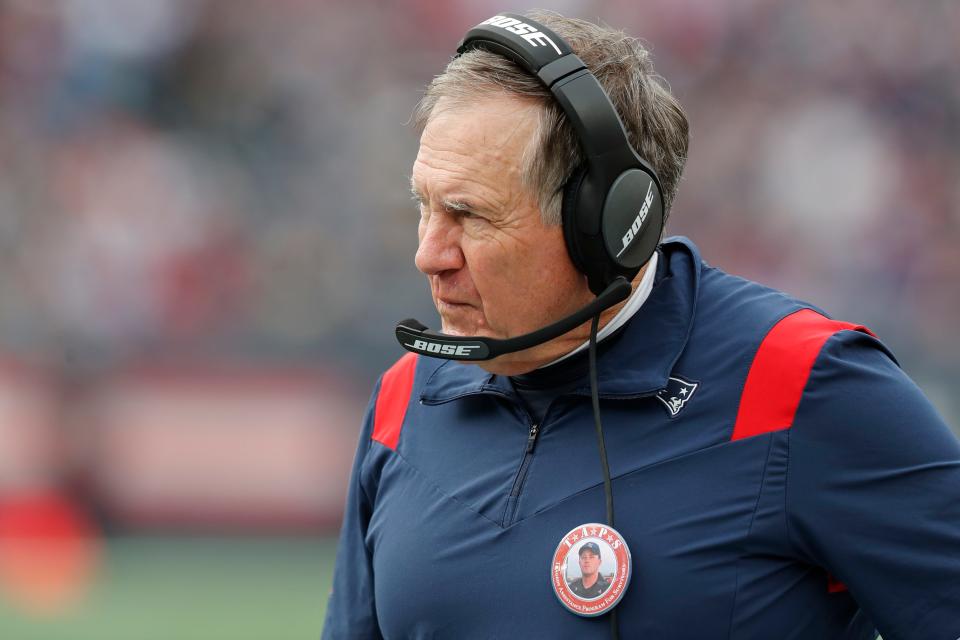 Patriots coach Bill Belichick on the sideline during the game against the Cleveland Browns on Sunday in Foxborough.