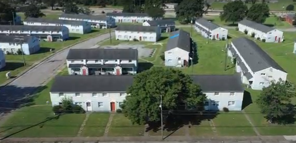Undated: Ridley Place apartments, a Newport News housing project, before its demolition. / Credit: screen grab, drone video