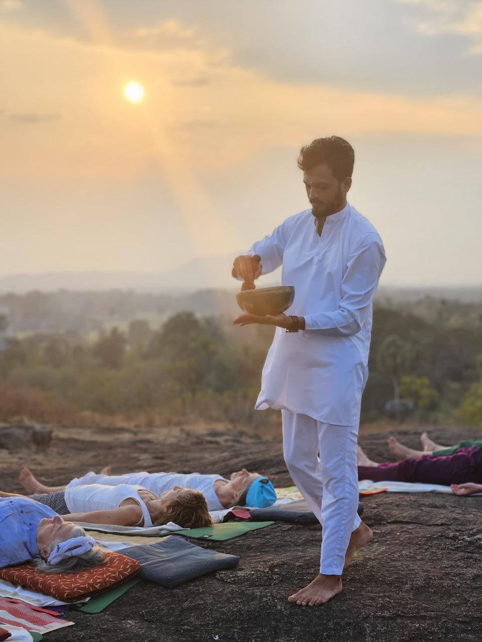 Sun set meditation at Nattika Beach Ayurveda Hospital and Resort