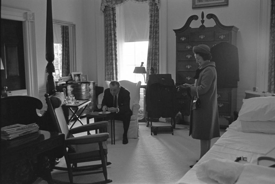 President-elect Lyndon B. Johnson and Lady Bird Johnson on the morning of his second inauguration in Washington, D.C., U.S. in January 1965. Yoichi Okamoto/White House Photo/LBJ Library/Handout 