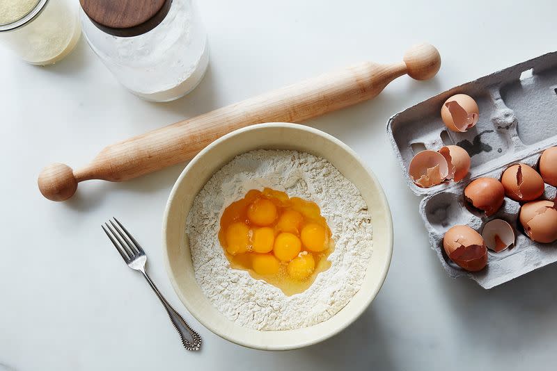 Add eggs to your flour - Making homemade pasta